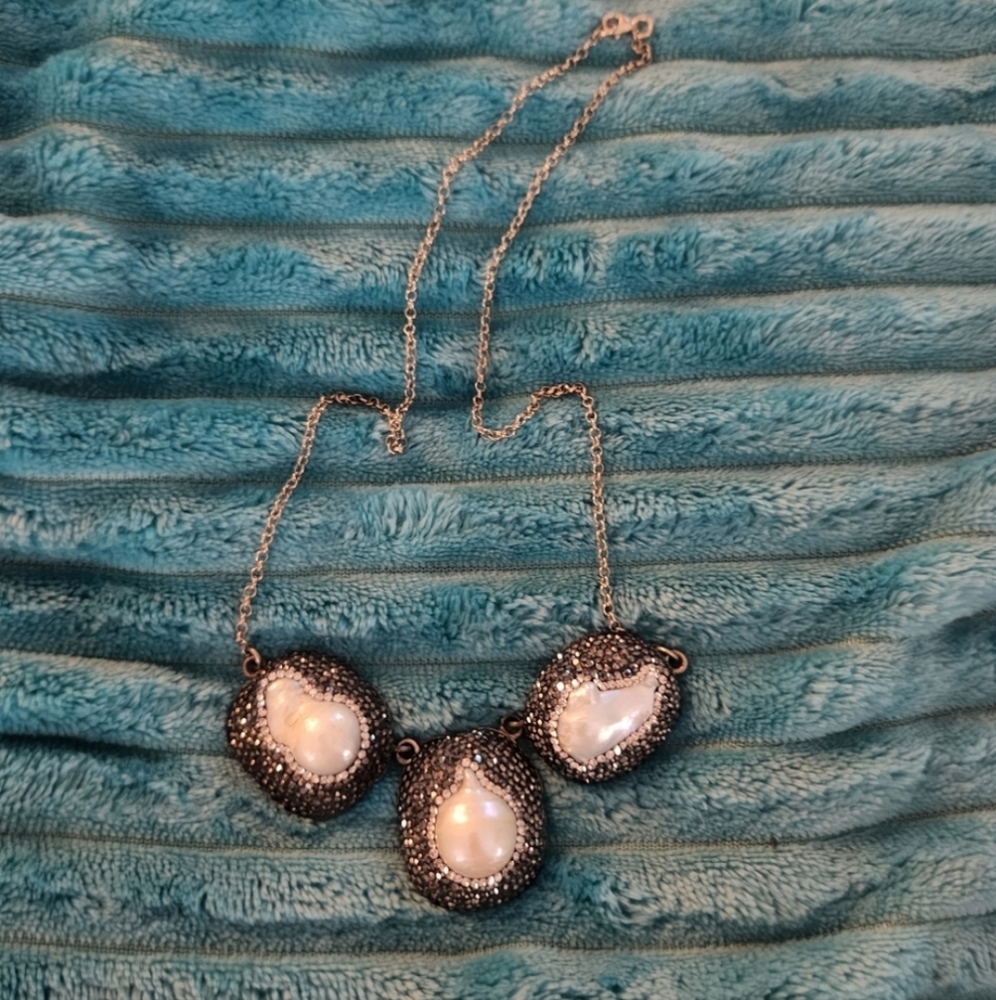 Heavy Sterling 925 Heavy Silver Statement Necklac… - image 1